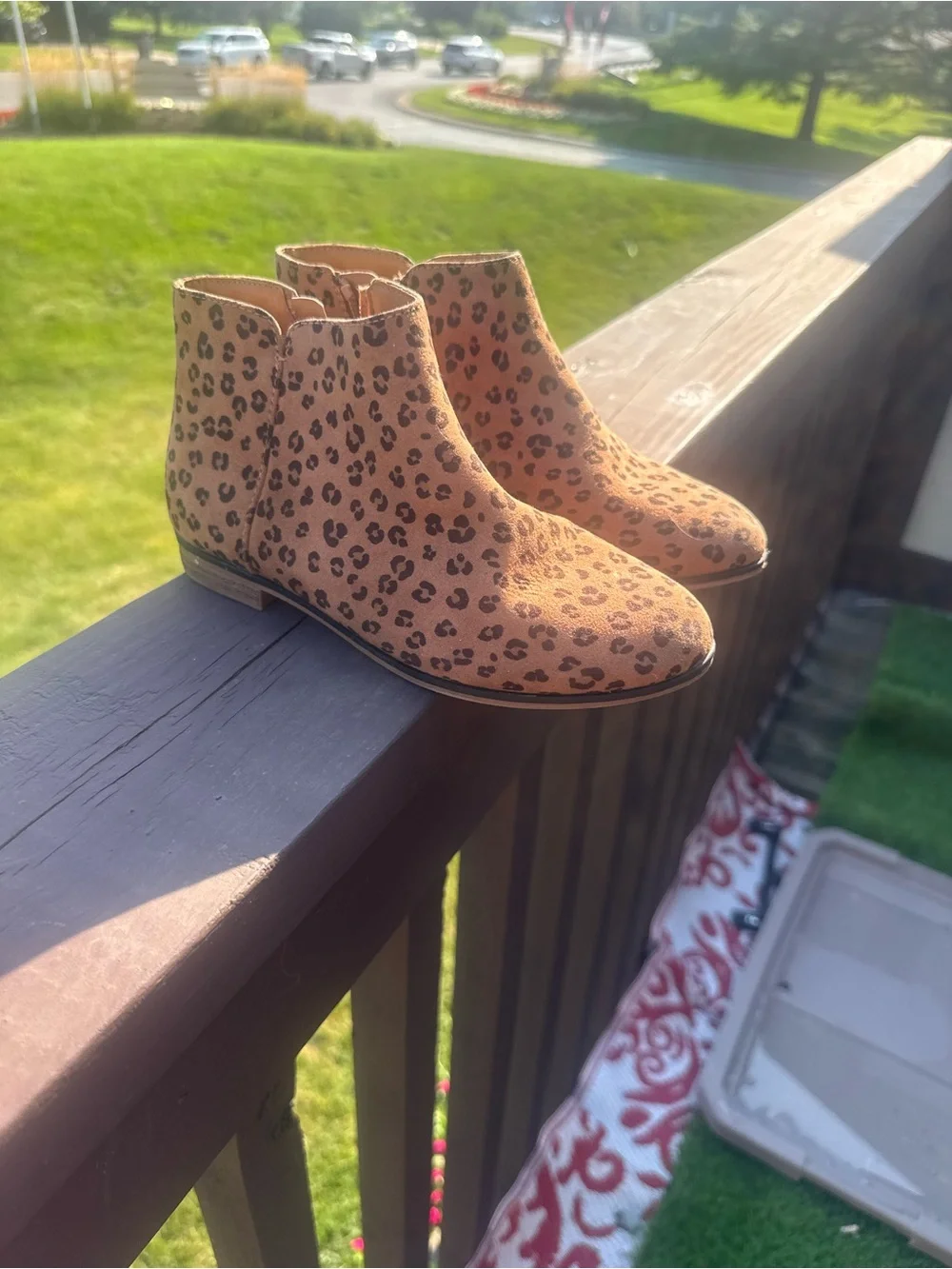 Cat & Jack Tan Leopard Print Girls Ankle Boots